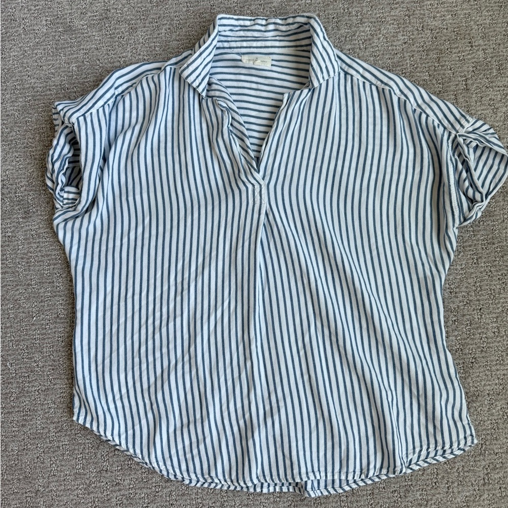 Thread & Supply Short Sleeve Striped Blouse